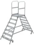 MUNK Podestleiter fahrbar Aluminium geriffelt 2x7 Stufen