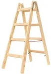 Hymer Holz Sprossenstehleiter mit Eimerhaken 2x4 Sprossen
