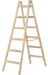 Hymer Holz Sprossenstehleiter mit Eimerhaken 2x6 Sprossen