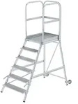 MUNK Podestleiter mit Rollen und Griff Aluminium geriffelt 6 Stufen
