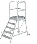 MUNK Podestleiter mit Rollen und Griff Aluminium geriffelt 5 Stufen