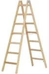Hymer Holz Sprossenstehleiter mit Eimerhaken 2x7 Sprossen