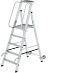 MUNK Aluminium-Stehleiter mit Rollen und Griff 5 Stufen