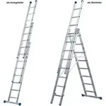 Iller Mehrzweckleiter Eurostars mit Wandlaufrollen 3x10 Sprossen