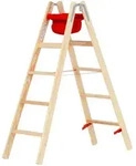 Hymer Holz Stufenstehleiter mit Textiltasche 2x5 Stufen