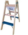 Iller Holz Stufenstehleiter ERGO Plus inkl. Werkzeugtasche und Eimerhaken 2x3...