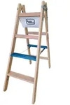 Iller Holz Stufenstehleiter ERGO Plus inkl. Werkzeugtasche und Eimerhaken 2x4 Stufen