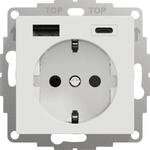 Elso ELG365354 Steckdose mit USB 16A/250V TYP A+C ,JOY, Reinwei&szlig; (6207754)