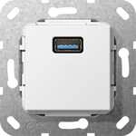 Gira 568203 Einsatz USB 3.0 Typ A Gender Changer, System 55, reinwei&szlig; gl&auml;nzend