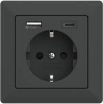 2USB inCharge PRO 55 Schutzkontakt-Steckdose, USB A/C, 55x55x32mm, UP, anthrazit
