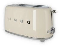 Smeg TSF02CREU 50s Style Toaster, 1500 W, 2 Schlitze, 6 R&ouml;ststufen, lang, creme