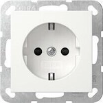 Gira 418327 SCHUKO-Steckdose 16 A 250 V~ mit Shutter, System 55, Reinwei&szlig; Seidenmatt