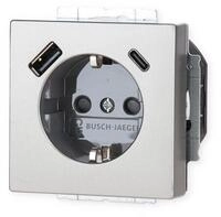 Busch-Jaeger 20 EUCB2USBAC-866 SCHUKO&reg; USB-Steckdose, A/C future&reg; linear, Edelstahl