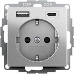 Gira 2459600 Schuko SH USB Steckdose, erh&ouml;hter Ber&uuml;hrungsschutz, IK09, System 55,