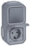 Legrand Plexo New Feuchtraum-Aufputz Schutzkontakt-Steckdose + Wechselschalter,