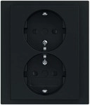 Busch-Jaeger 202 EUJB-885 Schuko Doppelsteckdose Safety+, Schwarz matt (2TKA00003925)