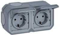 Legrand Plexo New Feuchtraum-Aufputz 2-fach vorverdrahtete Schutzkontakt-Steckdose,