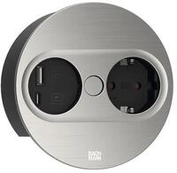 Bachmann TWIST 2 Einbausteckdose, 1xCEE7/3, 1xUSB A/C Charger, 22W, 2,0m, AEH, rund,