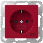 Gira 4188108 SCHUKO-Steckdose, 16A, 250V~, mit roter Abdeckung, Aufdruck WSV, System