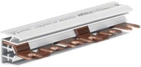 Hager KDN363M Phasenschiene, 3-polig, 63A, Gabel, 10mm&sup2;, 6 Module, L&auml;nge 105mm