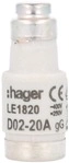 Hager LE1820 Sicherungseinsatz mit Kennmelder, D02, E18, 20A, 400V, gG