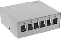 InLine Patchfeld-Dose Aufputz f&uuml;r 6x Keystone RJ45, Metall, lichtgrau RAL7035