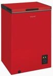 Exquisit GT100-050E Stand Gefriertruhe, 54,5 cm breit, 99 L, LED Beleuchtung, rot
