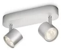 Philips Star Dimmbarer LED Doppelspot, 9W, 1000lm, 2700K, IP20, aluminium
