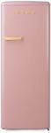 DOMO DO91708R Stand Retro K&uuml;hlschrank mit Gefrierfach, 54 cm breit, 218 L, rosa