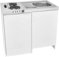 Exquisit KK1085 Minik&uuml;che mit K&uuml;hlschrank, Sp&uuml;le und 2er Massekochfeld, 100...