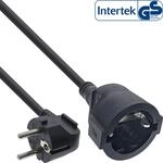 InLine Strom-Verl&auml;ngerung Schutzkontakt Stecker gewinkelt / Buchse, schwarz,10m