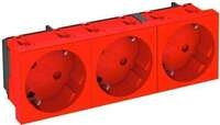 OBO Bettermann STD-D3S SRO3 Steckdose, 33&deg;, Schutzkontakt, 3-fach, signalrot