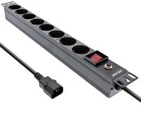 InLine 19 Steckdosenleiste, 8-fach Schutzkontakt, C14 Stecker, &Uuml;berlastschutz