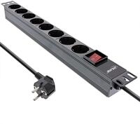InLine 19 Steckdosenleiste, 8-fach Schutzkontakt, mit Schalter, 2m, schwarz...