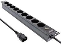 InLine 19 Steckdosenleiste, 9-fach Schutzkontakt, C14 Stecker, &Uuml;berlastschutz