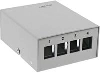 InLine Patchfeld-Dose Aufputz f&uuml;r 4x Keystone RJ45, Metall, lichtgrau RAL7035