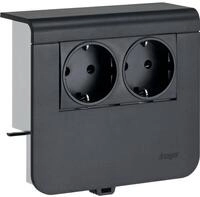 Hager SL200559009011 Ger&auml;tetr&auml;ger Steckdose 2-fach, vorverdrahtet, Steckklemmen, zu