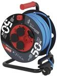 EMOS P08650W Kabeltrommel, wetterfest, 4 Steckdosen, L&auml;nge 50m, 1,5mm&sup2;, PVC, blau