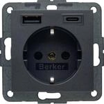Berker 48141606 Steckdose SCHUKO/USB AC 20W PD B.3, anthrazit matt