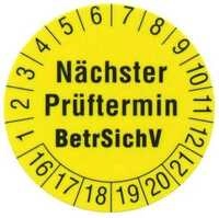Beha-Amprobe 1239 Pr&uuml;fplaketten, Durchmesser 30 mm, 250 St&uuml;ck, gelb (2145963)