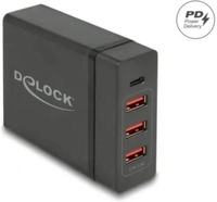Delock USB Ladeger&auml;t 1 x USB Type-C&trade; PD 3.0 + 3 x USB Typ-A 60 W + 12 W, schwarz