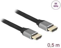 Delock Ultra High Speed HDMI Kabel, 48Gbps, 8K, 60Hz, 0,5m, zertifiziert, grau
