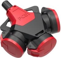 PCE 3-Wegekupplung Taurus2, Vollgummi mit Klappdeckel nat IP54, schwarz/rot