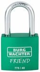Burg W&auml;chter 775 40 35 Green SB Friend Zylinder-Vorh&auml;ngeschloss, Aluminium, gr&uuml;n