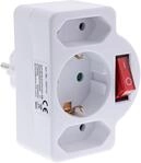 InLine Steckdosenadapter, SK Stecker an 2xEuro+1x SK, mit Schalter, wei&szlig;...