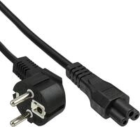 InLine Netzkabel f&uuml;r Noteb., Schutzkontaktst. gew. auf 3pol Kuppl., schwarz, 2m