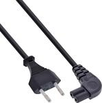 InLine Netzkabel, Netzstecker auf Euro 8 C7 Stecker, gewinkelt, 3,0m (16653X)