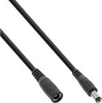 InLine DC Verl&auml;ngerungskabel, DC Stecker/Buchse 5,5x2,1mm, AWG 18, schwarz, 2m