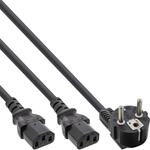 InLine Netz-Y-Kabel, 1x Schutzkontakt ST zu 2x Kaltger&auml;te ST, 1m (16657C)