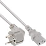 InLine Netzkabel, Schutzkontakt gewinkelt auf Kaltger&auml;testecker C13, 1,5m, grau